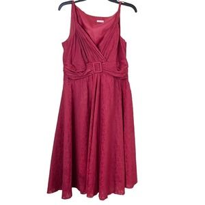 Vintage Spiegel Classic Red Floral Sleeveless Fit Flare Dress Size 12